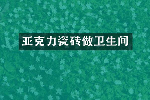 亚克力瓷砖做卫生间