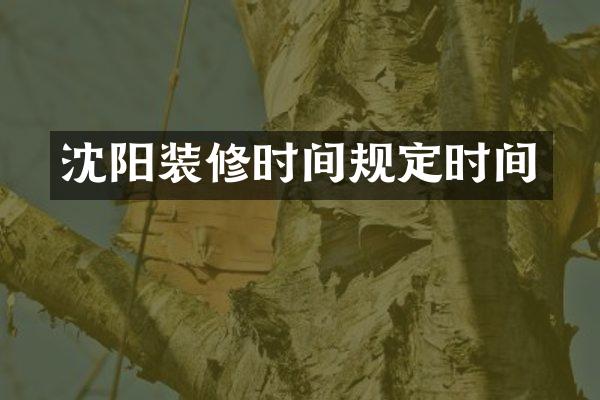 沈阳装修时间规定时间