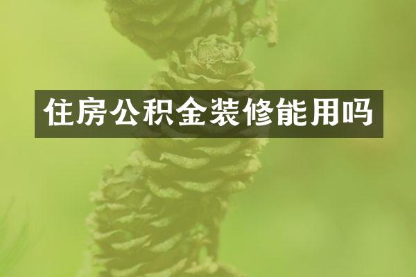 住房公积金装修能用吗
