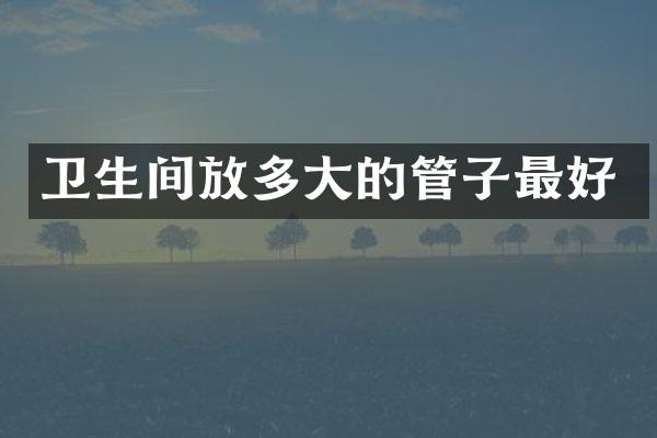 卫生间放多大的管子最好