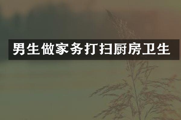 男生做家务打扫厨房卫生