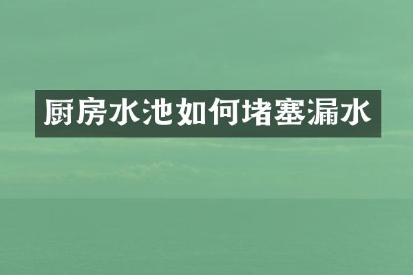 厨房水池如何堵塞漏水