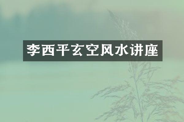李西平玄空风水讲座