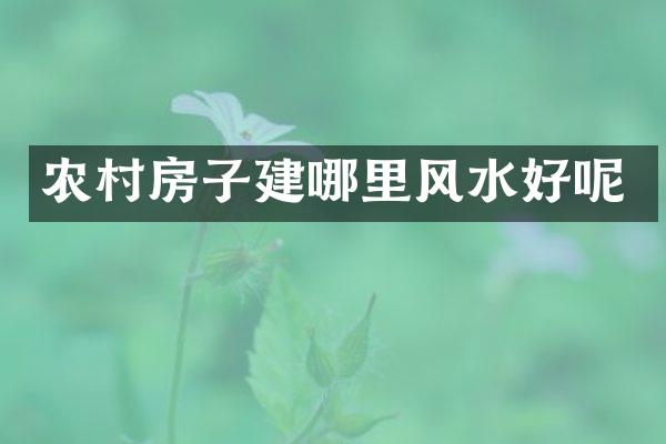农村房子建哪里风水好呢