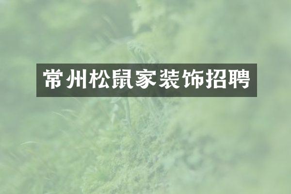 常州松鼠家装饰招聘