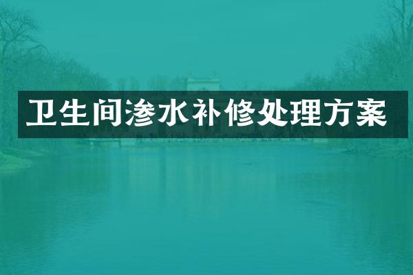 卫生间渗水补修处理方案