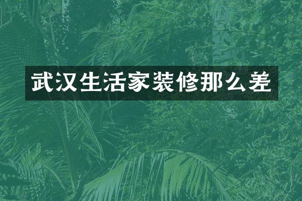 武汉生活家装修那么差
