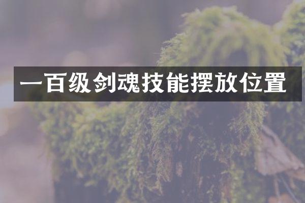 一百级剑魂技能摆放位置