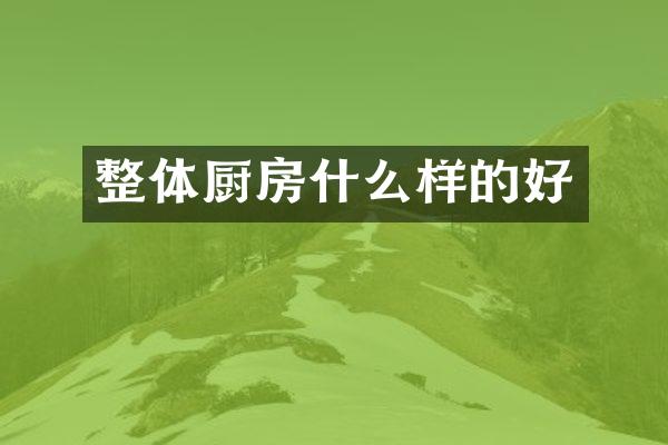 整体厨房什么样的好