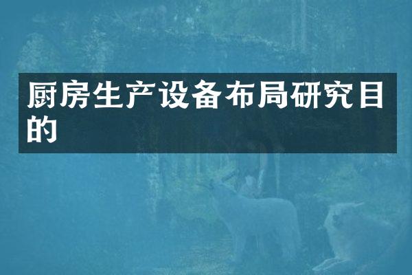 厨房生产设备布局研究目的