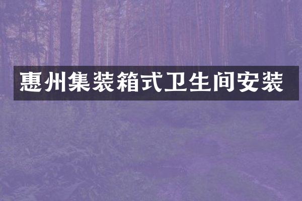 惠州集装箱式卫生间安装