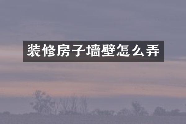 装修房子墙壁怎么弄
