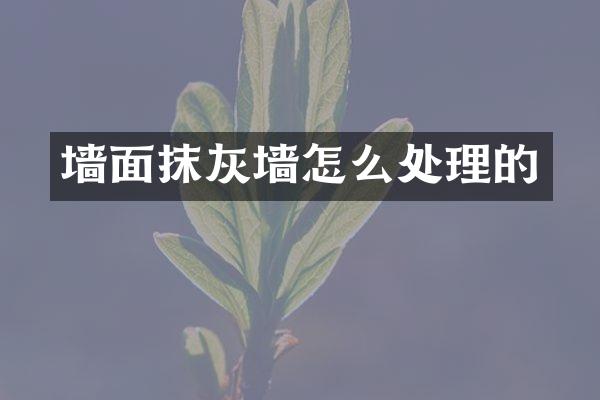 墙面抹灰墙怎么处理的
