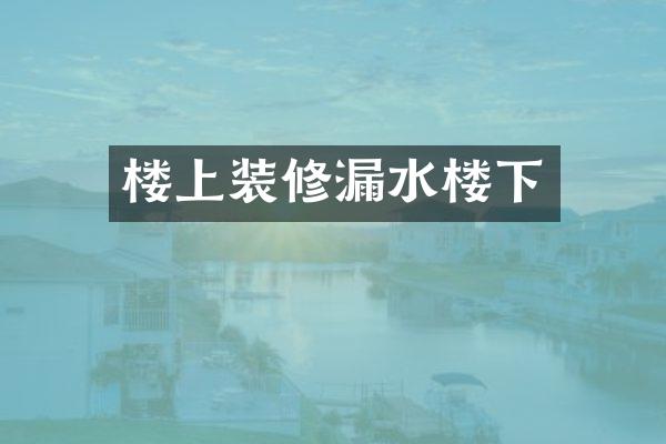 楼上装修漏水楼下