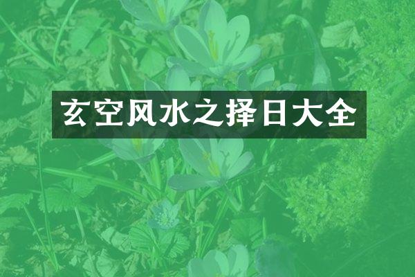 玄空风水之择日大全
