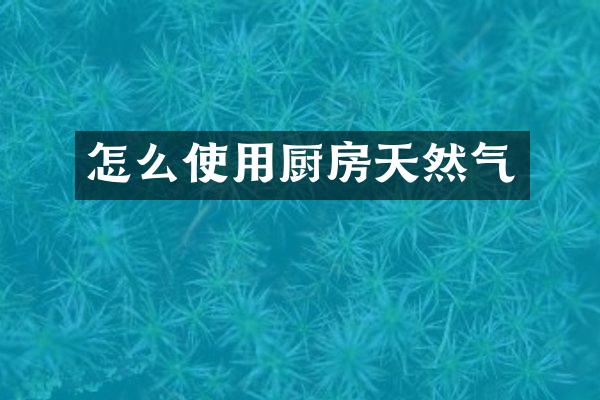 怎么使用厨房天然气
