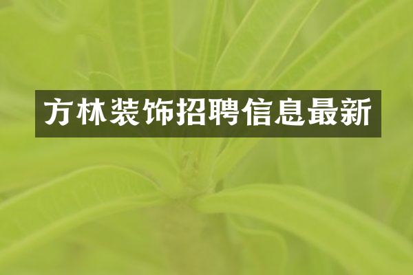 方林装饰招聘信息最新