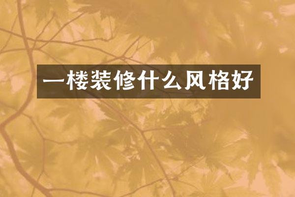 一楼装修什么风格好