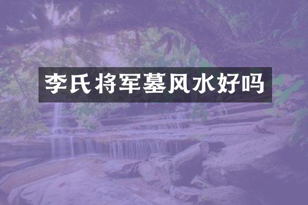 李氏将军墓风水好吗