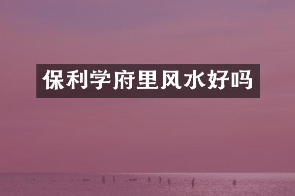 保利学府里风水好吗