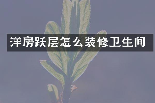 洋房跃层怎么装修卫生间