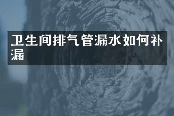 卫生间排气管漏水如何补漏