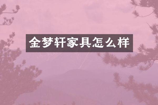 金梦轩家具怎么样