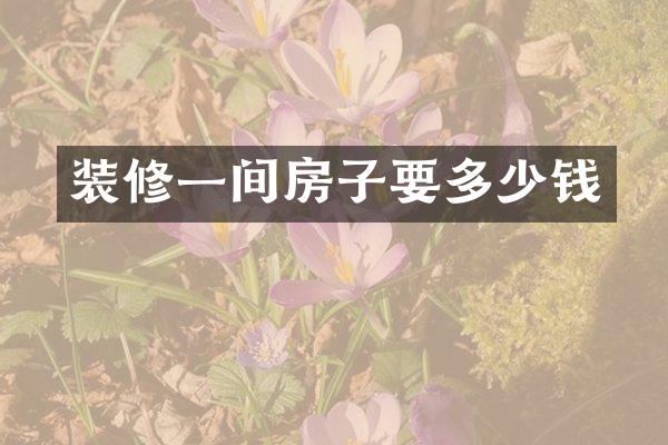 装修一间房子要多少钱