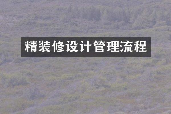 精装修设计管理流程
