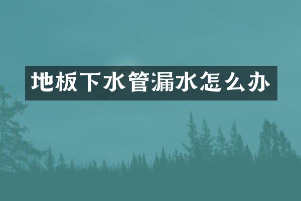 地板下水管漏水怎么办