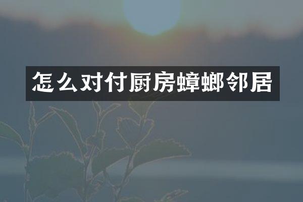 怎么对付厨房蟑螂邻居