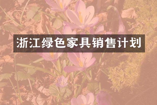 浙江绿色家具销售计划