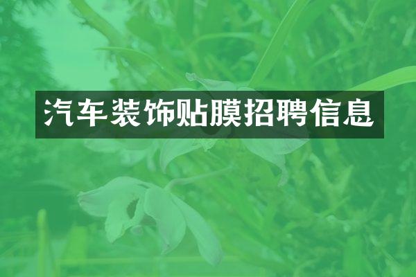 汽车装饰贴膜招聘信息
