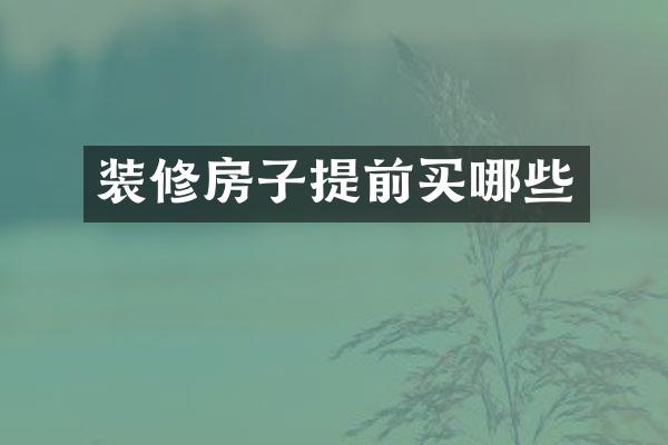 装修房子提前买哪些