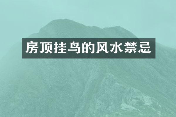 房顶挂鸟的风水禁忌