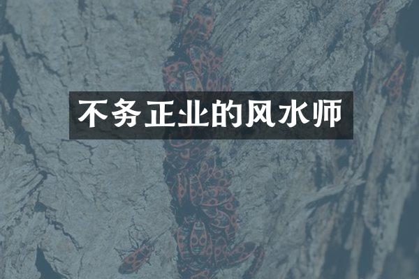 不务正业的风水师