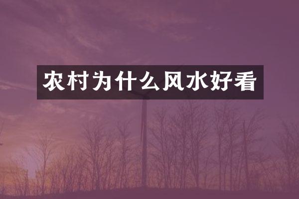 农村为什么风水好看