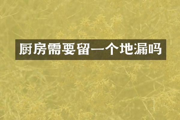 厨房需要留一个地漏吗