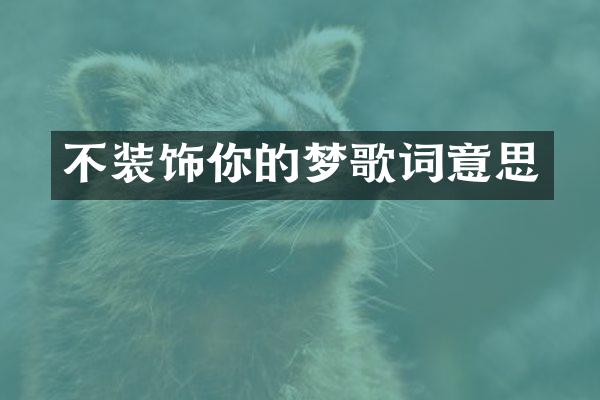 不装饰你的梦歌词意思