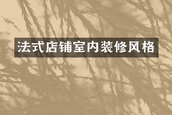 法式店铺室内装修风格