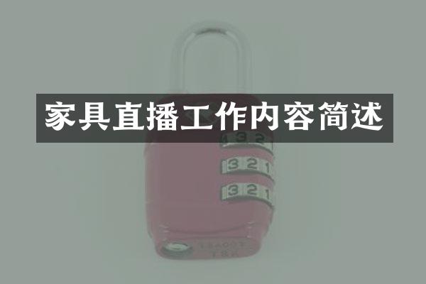 家具直播工作内容简述