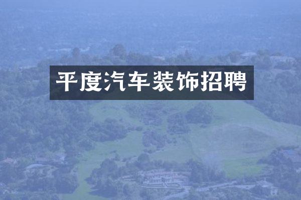 平度汽车装饰招聘