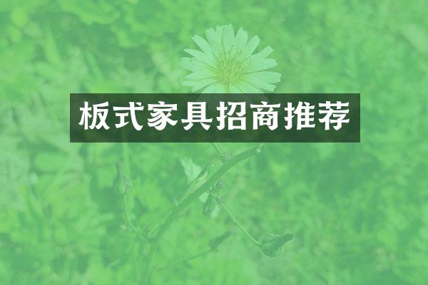 板式家具招商推荐