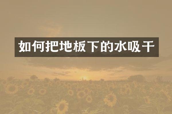 如何把地板下的水吸干