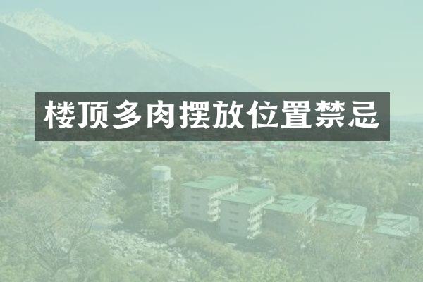 楼顶多肉摆放位置禁忌