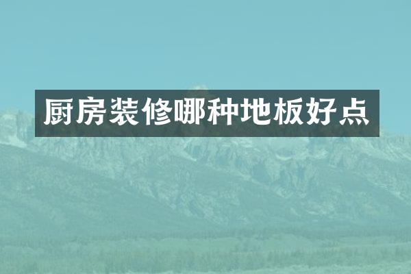 厨房装修哪种地板好点