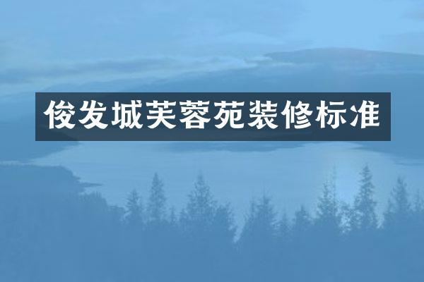 俊发城芙蓉苑装修标准