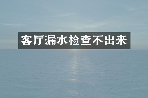 客厅漏水检查不出来