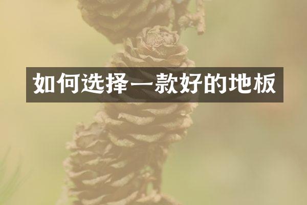如何选择一款好的地板