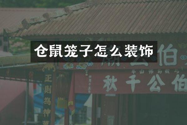 仓鼠笼子怎么装饰